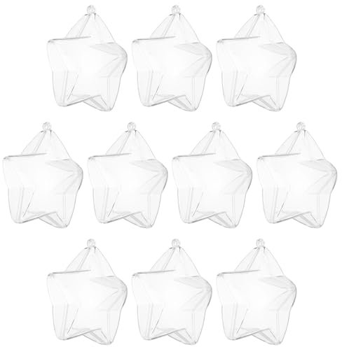 QUARKZMAN 10 Stück klare befüllbare Stern-Verzierung, 8 cm hängende Kunststoffkugeln transparenter Sternförmiger Dekor Weihnachtskugel für DIY Basteln, Party, Hochzeit