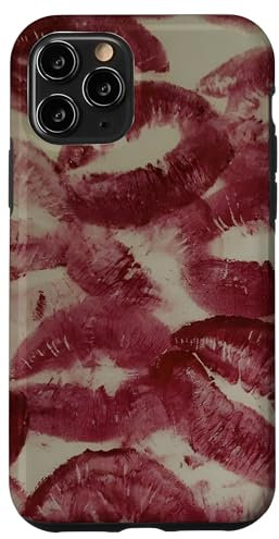 iPhone 11 Pro kisses lipstick marks lips for women girls makeup lover Case