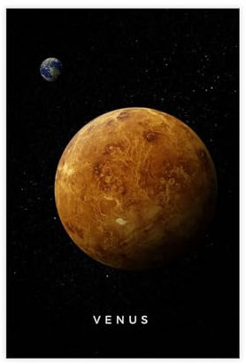 Poster Planet Venus und Erde im Weltraum, Leinwand-Poster, Schlafzimmer-Dekor, Sportlandschaft, Büro, Raumdekoration, Geschenk, ungerahmt: 50 x 75 cm