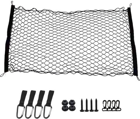 Red Maletero de Coche,110 x 60cm Red de Almacenamiento de Bolsillo Organizadora Elástica,Maletero Coche Red Elástica para Equipaje con 4 Ganchos,para SUV,Van,Carro Automóviles Tronco Tipo Universal