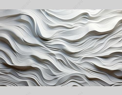 Papier Peint Intissé Résumé De La Vague Blanche 3D 350 X 256 Cm Mur Xxl Tableaux Muraux Tapisserie Photo Décoration Murale Salon Chambre