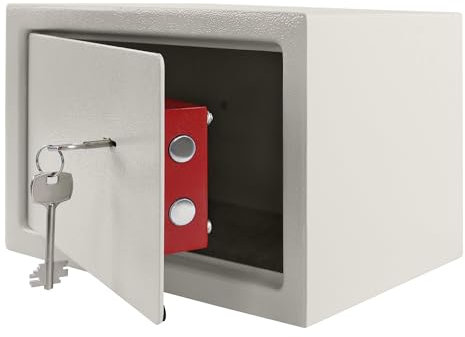 TANYEAR Cassaforte per mobili con serratura a doppia barba, 31 x 20 x 20 cm, materiale di fissaggio incluso, leggero protezione antincendio, cassaforte e cassetta di sicurezza, cassaforte da parete