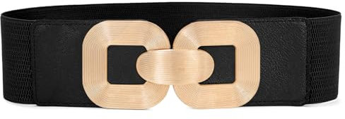 XZQTIVE Frauen breite elastische Gürtel für Kleid Mode dehnbar Taille Gürtel für Damen mit Goldschnalle