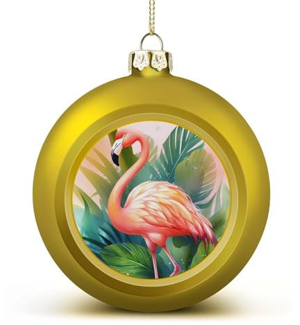 Lot de 2 boules de Noël en forme de flamant rose tropical de 4,1 cm, boules de Noël scintillantes à suspendre pour sapin de Noël, boules décoratives pour sapin de Noël