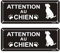 Acuxiaza 2 Pièces Panneau Attention Au Chien 25 x 10 cm Réfléchissant Aluminium Plaque Attention Au Chien Adhésive Panneau d'avertissement Imperméable à l'eau Protection UV avec trous pré-percés