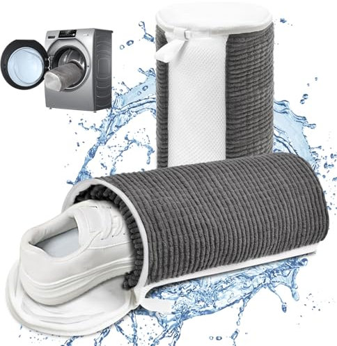 YTACREA 2 Stück Schuhwaschbeutel Waschmaschine, Waschbeutel Schuhe Wiederverwendbarer, Schuhe Waschbeutel Waschmaschine mit Reißverschluss für Alle Schuharten und -Größen, Grau