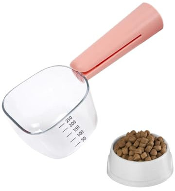 Générique Pelle à Nourriture pour Animaux de Compagnie - Cuillère Multi-Usage Graduée Transparente avec Long Manche, Doseur Croquettes pour Chien et Chat