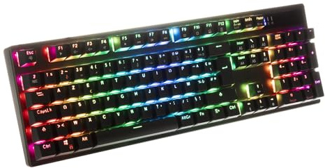 Onlan – CA-240 – Clavier Gamer étendu - 105 Touches – Mécanique Switch Rouge – Anti ghosting Complet N-Key Rollover– Rétro-éclairage RGB – Cordon USB tressé
