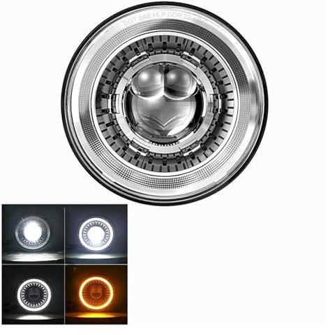 Faros Delanteros Moto Car Led 7 Pulgadas Led Faro DRL H4 Hi-Lo con Halo Angel Eyes para JK 4x4 Accesorios De Coche Faro Delantero(1pcs Sliver)