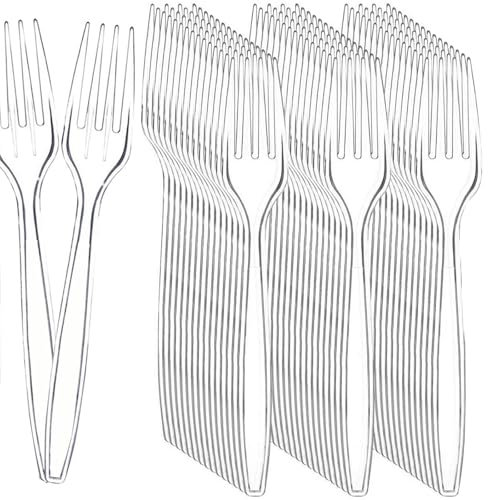 Lot de 100 fourchettes en plastique - Réutilisables et robustes - 12 cm - Passent au lave-vaisselle