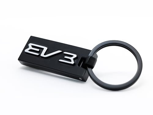 Kia Porte-clés EV3 - Matériau en alliage de zinc, logo EV3, finition noire, 45 x 18 x 6 mm, accessoire parfait pour clés de voiture, Noir , S