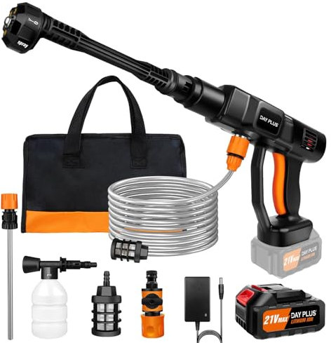 Cordless Pressure Washer, 45 Bar/652 PSI Portable Power Washer with Rechargeable 3.0Ah Battery 6-in-1 Nozzle, Handheld Brushless High-Pressure Car Washer Gun with Tool Case for Cars, Floors, Fences