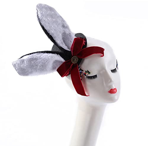 Diogeynu Steampunk Fascinator Hut, Gothic, kleiner Hut, Gothic-Stil, Kopfbedeckung, Ohr-Haarspangen, Gothic-Kopfschmuck, Ohr