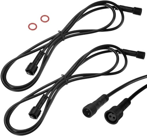 M METERXITY 2-Pack Waterproof Extension Cable, 2 Pin 3.28 Ft/1m Extension Cord Wire with 22AWG IP67 Male and Female Connectors for Outdoor Spotlights/LED Deck Lights [Black]