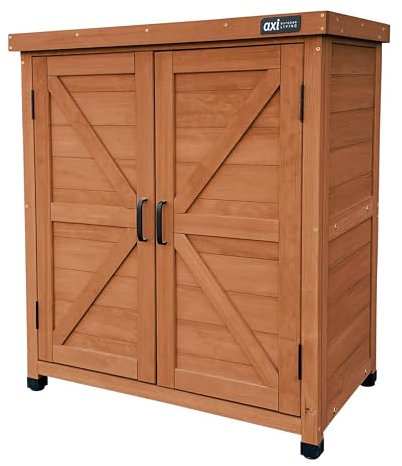 AXI Felix Gartenschrank aus Holz in Kaffeebraun | Geräteschrank/Geräteschuppen für den Garten mit Ablage | 80 x 45 x 93 cm