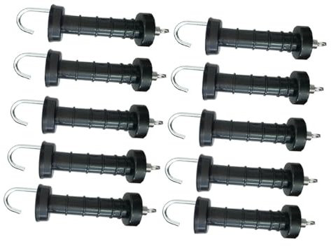 Sharplace 10 Stück Torgriff mit Haken Weidezaun Electric Fence Gate Griff Isolatoren Professionelle Außenhilfe Federspannungs-Torgriff für Fechten