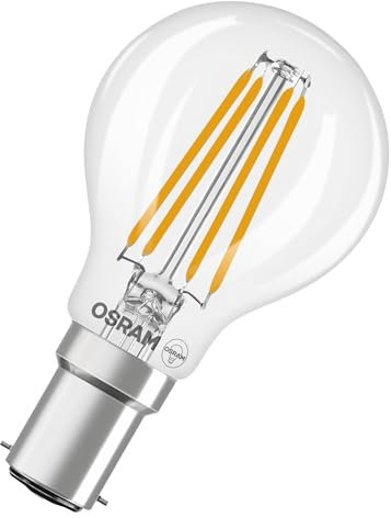 Osram Lampe LED Star Globe P40 Filament, 2700 K blanc chaud, 3,4 W, B15d, transparente, 470 lm, pour lampes de table et suspensions, salon, 15 000 h