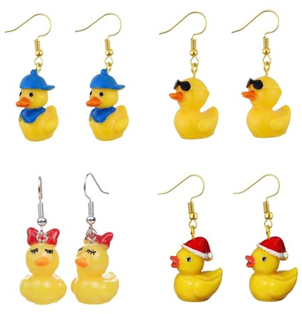 4 Paar Kleine Gelbe Enten Ohrhänger Inspirierte Ohrhänger Schmuck Stilvolles Ohrschmuck Accessoire Handgefertigtes Geschenk Acryl Ohrringe