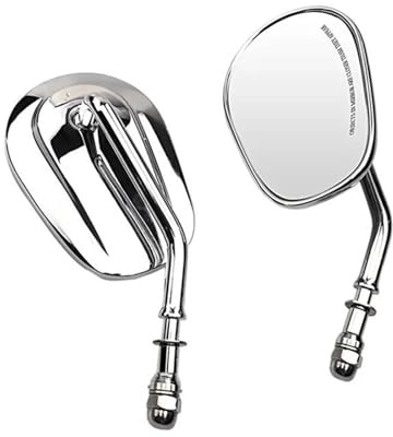 Für Cross Bones Dyna Fatboy Iron 883 Softail Aluminium-Motorrad-Rückspiegel, Schwarz-chromierter Seitenspiegel(Silver)