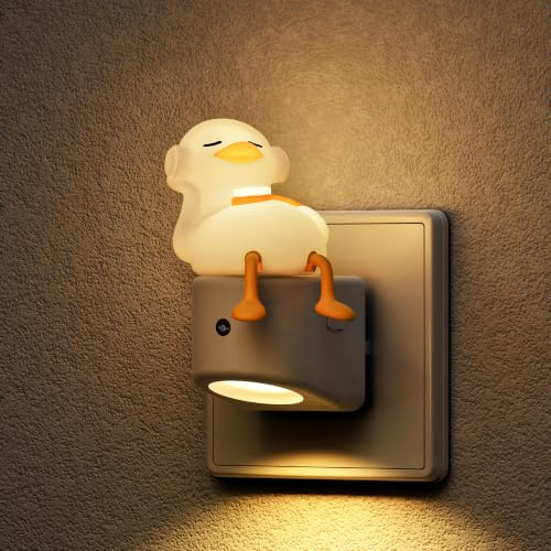 LOHAS-LED Nachtlicht, 3D Enten Nachtlicht Steckdose mit Dämmerungssensor | 8 RGB Farben/Dynamisches RGB/3000K Warmweiß, Dekoratives 3D Cute Steckdosenlicht für Schlafzimmer, Flur, Treppe, Küche, 1W