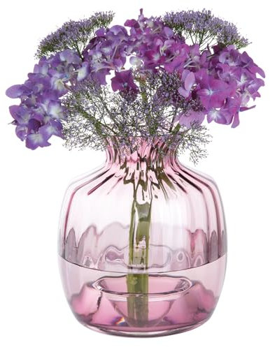 Dartington Crystal Cushion Large Vase Heather, Single | Heather | Indented base to help retain or splay out stems | 215mm (h) | Adorable vases that make the perfect home décor addition | Gift