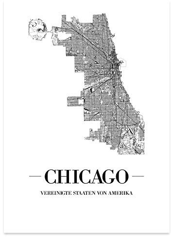 JUNIWORDS Stadtposter - Wähle Deine Stadt - Chicago - 30 x 40 cm Poster - Schrift A - Weiß