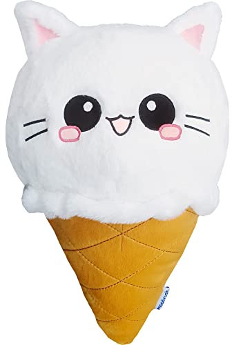 moodrush® Ice Cream Cat Eiscreme Plüsch Katze - EIS Waffel Kuscheltier Plüschtier waschbar - aufgestickt - ca. 40x30 cm