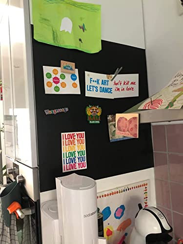 KaRoFoilFIX Selbstklebende und magnetische Vinyl- Tafelfolie in verschiedenen Größen | Farbe: schwarz | inkl. Kreidestift | Kreidetafel | Selbstklebefolie l Memoboard (110x60 cm)