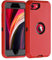 smartelf Case for iPhone SE 2020 Heavy Duty With Built-in Screen Protector Shockproof Dust Proof Drop Protective Cover Hard Shell For Apple iPhone SE 2022 4.7-Red/Black