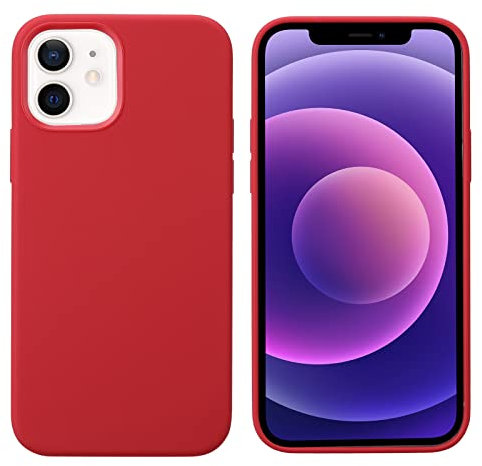 THBY iPhone 12 Mini Case,Liquid Silicone Gel Shockproof iPhone 12 Mini Silicone Case with Soft Microfiber Cloth Lining Cushion for Apple iPhone 12 Mini. (5.4 inch, Red)