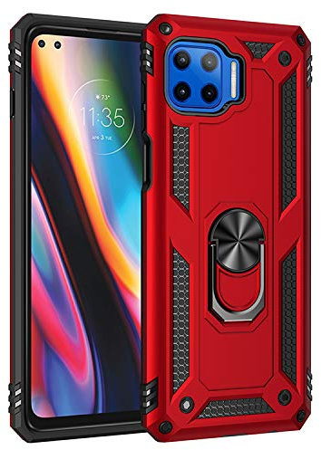 BestST Custodia per Motorola Moto G 5G Plus/Moto One 5G Cover, 360° Girevole Regolabile Ring Armor Bumper TPU Case Supporto Smartphone Silicone Custodie Heavy Duty Antiurto Case