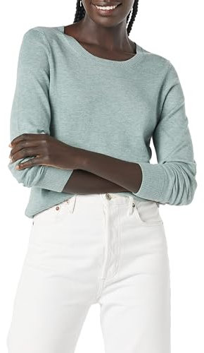 Amazon Essentials Women's Long-Sleeve Lightweight Crewneck Jumper (Available in Plus Size), Sage Green Heather, XS