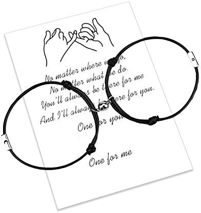 2pcs Magnetic Mutual Attraction Passende Armbänder Handgemachte Wachs Seil Paar Armbänder Teen Boy Freundin Geschenk (Black bracelet)