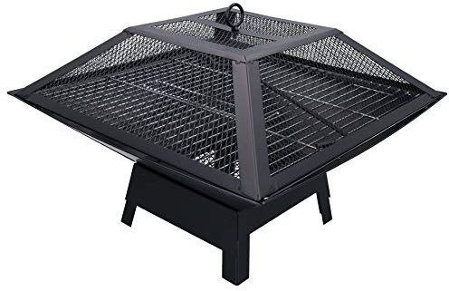 AB Tools-Redwood Leisure Feuerstelle für den Außenbereich, Metall, mit Grillrost und Sicherheitsnetz