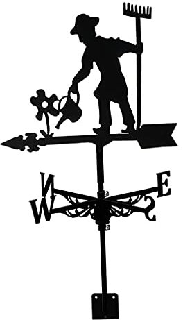 perfk Wetterfahne mit Tier Ornament, Garten Stake Wetterfahne Professionelle Messung Werkzeug Garten Hof Einfach zu Montieren - Farmer