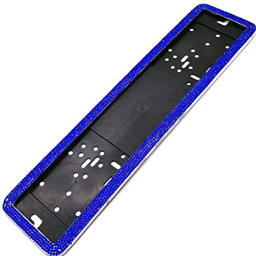 Nummernschildhalterung Auto Glitzer, Kennzeichenhalter Für Autos Edelstahl, Kennzeichenhalter Auto Pink, Kennzeichenhalterung Auto Zubehör Für Frauen Deko Bling Bling Bunt Kristall, Dunkelblau