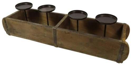 Adventskranz Alte Ziegelformen zum Dekorieren Holz 4 Kerzenhalter Vintage