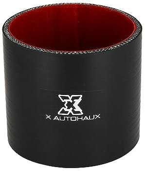 X AUTOHAUX Tubo de acoplamiento recto de manguera de silicona para coche, 80 mm, 3.15 pulgadas, color negro y rojo