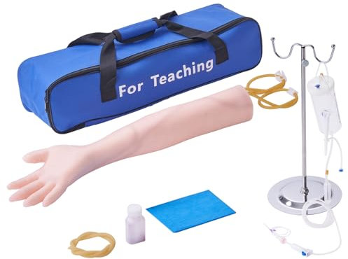 VEVOR Bras d'Entraînement pour Perfusion Intraveineuse en PVC, Bras de Formation Haute Simulation avec Sac de Transport, Bras de Pratique de Ponction Veineuse, Aide pour Étudiants et Infirmières