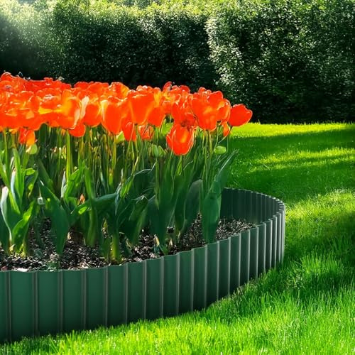 Garden Mile 6M Garden Border Edging - Weather Resistant - 12CM Tall - Flexible Flower Bed Edge - Professional Landscape Dividers - Flexible Border Edging Easy to Install