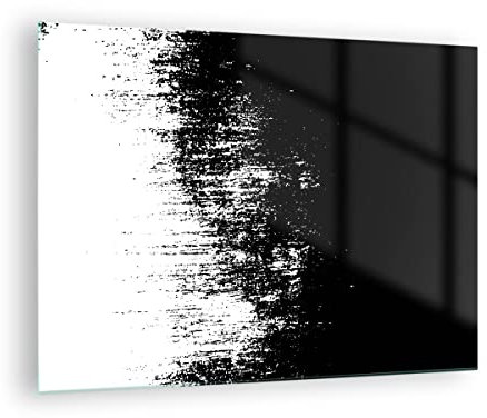 Bilder auf Glas Abstraktion dunkel schwarz und weiß Glasbild 70x50cm Wandbilder Dekoration Wohnzimmer Schlafzimmer Küche Deko Klein Wanddeko Bild im Glas Wand Kunstdruck Art Modern GAA70x50-4601