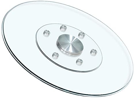 LIGUOYI Mesa Redonda Comedor Transparente Mesa Comedor Cristal para Salón, 360° Placa Giratoria,Cristal Redondo Tablero De Mesa Templado, Resistente Al Fuego, Resistente Al Desgaste (Size : 80cm)