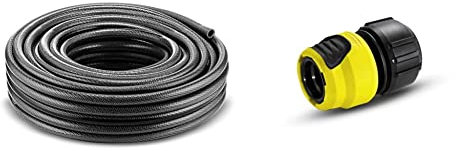 Kärcher 4054278504001 Schlauch Performance Premium 1/2, 20 m & 2.645-194.0 Schlauchkupplung (Universal Plus, mit Aqua Stop) schwarz