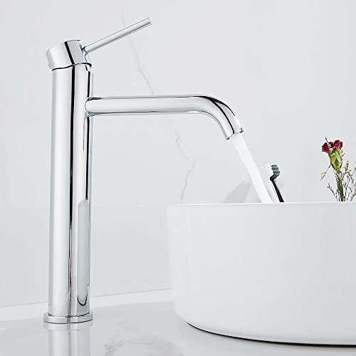 Maynosi bagno alto rubinetto del miscelatore del bacino, rubinetto del bacino alto, rubinetto del lavandino del controsoffitto, rubinetto moderno del monoblocco con i tubi flessibili, Cromo