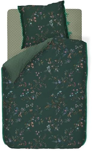 Pip Studio Perkal-Baumwolle-Kissenbezug einzeln Kawai Flowers Farbe Dunkelgr??n Gr??? e 80 x 80 cm