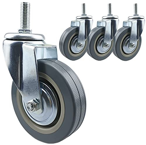 4 Pièces Roulette Pivotante 75 Mm 100 Mm Tige Filetée M10 M12 Roulettes Remplacement, Roulette De Meubles De Chariot PVC, Avec Frein Double Verrouillage, Pour Chariot À Main, Tables De Travail