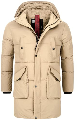 Indicode Herren Dexter Winterjacke mit Kapuze | Herrenjacke Jacke Steppjacke Männer Cornstalk, L