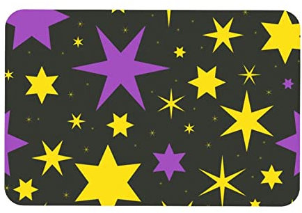 Eslifey Fußmatte für den Innenbereich, Halloweenmagic, lila, goldenes Sternmuster, Zuhause, dekorativ, für Garten/Küche/Schlafzimmer, rutschfest, Gummi, 40,6 x 61 cm