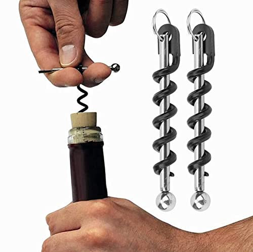 EdirFtra 2Pcs Corkscrew Wine Opener, Key Ring Corkscrew, Multi-tool Waiters Corkscrew, Manual Corkscrews, Mini Keychain Corkscrew, Portable Red Wine Bottle Hinged Opener Set