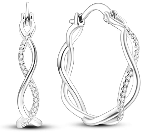Ohrhänger aus 925er-Sterlingsilber für Damen Creolen mit Feder Stern Sonne Mondstein Saturn-Planet Kaktus Herz mit funkelndem Zirkonia für Damen und Mädchen